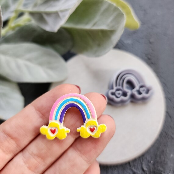 Valentine's day Polymer clay cutter "Rainbow heart" Sharp cutters Clay supplies Clay texture Clay tools Polymer clay mold Earrings mold