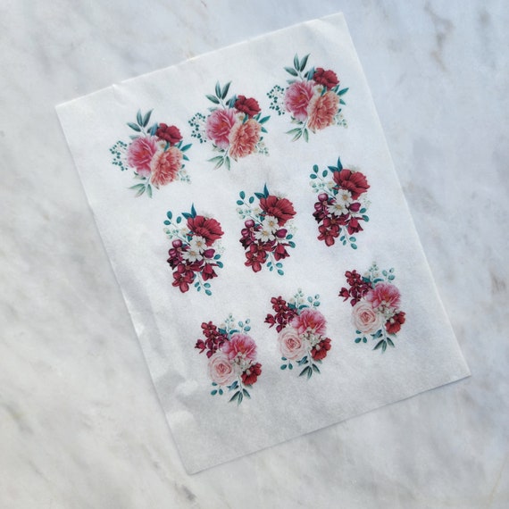 Water-soluble transfer paper for polymer clay craft "Flowers"