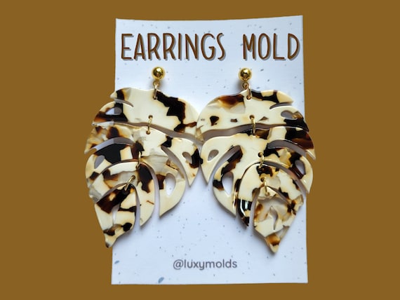 Silicone earrings mold / Silicone epoxy mold / Silicone earring moulds / Silicone UV resin molds / Monstera earring silicone jewelry mold