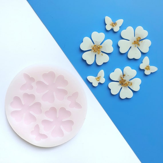 Silicone earrings mold "Flowers, Butterfly" mould for resin and epoxy