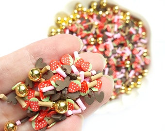 Mini strawberry chocolate decor polymer clay shapes for Resin Epoxy crafts for nail design