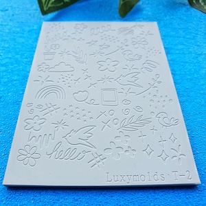 Fimo Textur Fliese Textur Matte Clay Stempel Fimo Textur Schablonen &quot;Frühling&quot; T-2