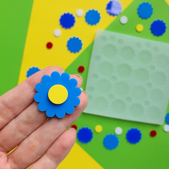 Giant Silicone earrings mold "Flowers" for resin and epoxy 16 pcs flowers