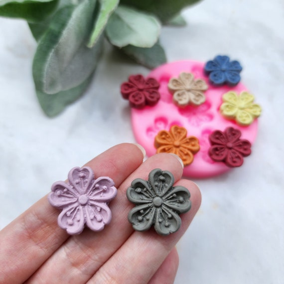 Polymer clay mold Silicone earrings mold "Flower" Summer mold mould for resin and polymer clay Polymer clay tool Clay cutter Clay texture