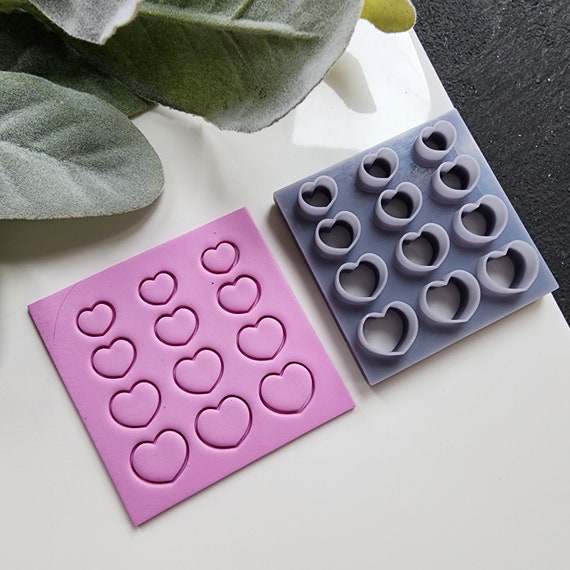 Micro cutters cluster Heart shape Mini cutters for stud earrings Clay tools Clay supplies Jewelry cutters Sharp cutter Earrings mold