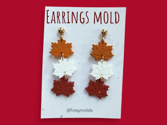 Silicone earrings mold / Silicone epoxy mold / Silicone UV resin molds / Fall maple earrings silicone jewelry mold/Matte effect earring mold