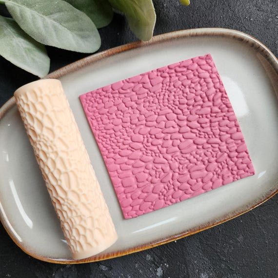 Polymer clay texture roller "Reptile skin, stone, cobblestone" stamp 3D printed embossing clay tools supplies