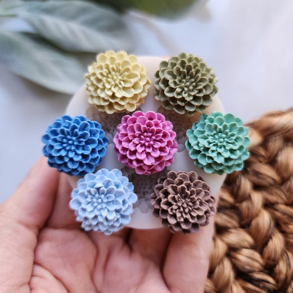 Polymer clay mold Silicone earrings mold "Chrysanthemums flower" Summer stud mold for resin and polymer clay Polymer clay tool Clay texture