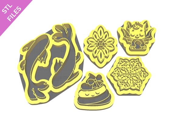Digital STL files for 3D printing Clay cutters Earrings sharp version cutters Flower Leaf Mermaid cutters download files for resin machine