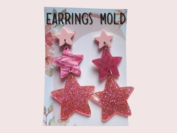 Silicone earrings mold / Silicone epoxy mold / Silicone earring moulds / Silicone UV resin molds / Stars earring silicone jewelry mold