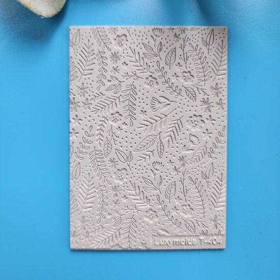 Polymer clay Texture tile Texture mat Clay stamp Polymer clay texture stencils "Floral Leaves Botanic" design clay texture Rubber mat T-404