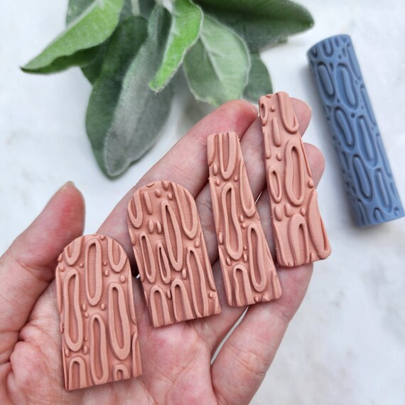 Polymer clay texture roller clay stamp 3D printed embossing Polymer clay tool Vintage pattern roller Organic pattern texture Clay cutters