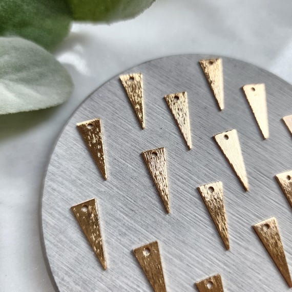 Gold charms pendants Earrings components Earrings findings DIY jewelry Gold plated textured brass laser cut charms triangle shape