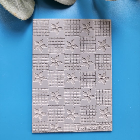 Polymer clay Texture tile Texture mat Clay stamp Polymer clay texture stencils "Flower stripes" design clay texture Rubber mat T-379