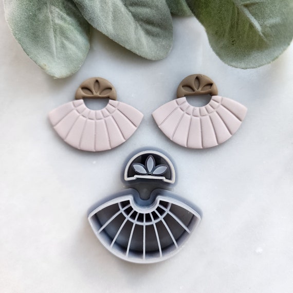 Polymer Clay cutters Macrame Raffia Earrings molds Polymer clay tools sharp cutter stamp Jewelry stud earrings cutters Boho fan cutter