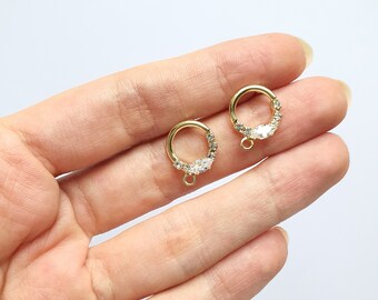 Earrings stud components Circle Geometric Gold plated studs Earrings findings DIY jewelry