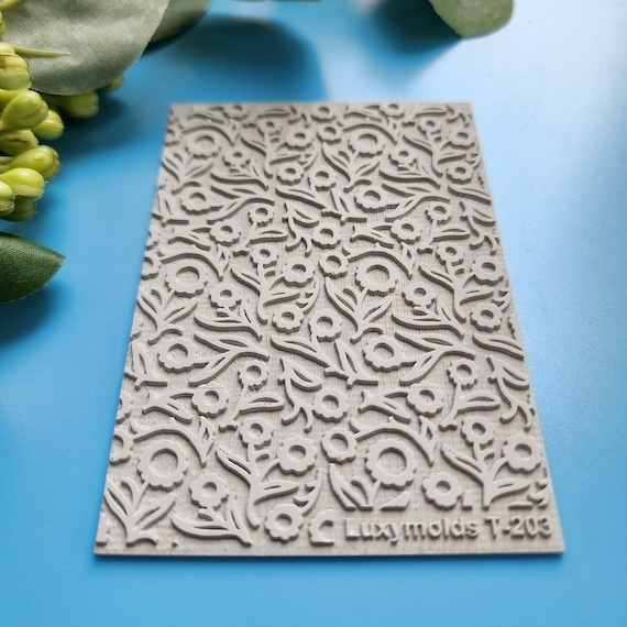 Polymer clay Texture tile Texture mat Clay stamp Polymer clay texture stencils "Botanic Flowers" T-203