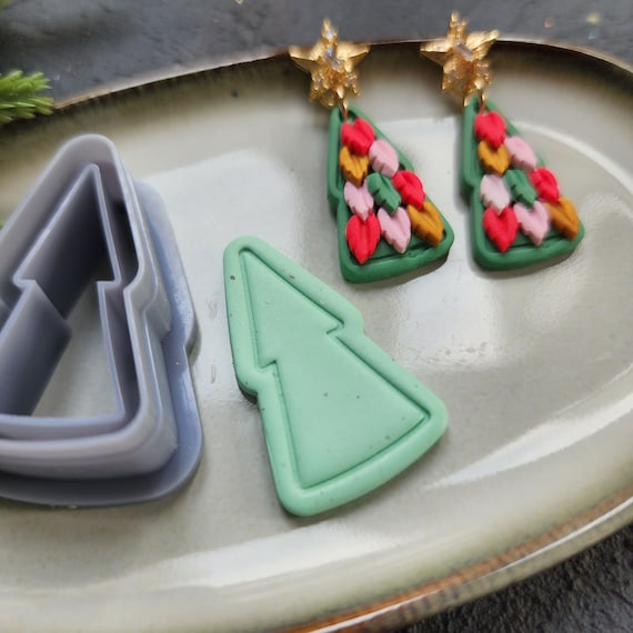 Christmas Polymer Clay cutters Christmas tree Earrings molds Polymer clay tool sharp cutter stamp Jewelry stud earrings cutters