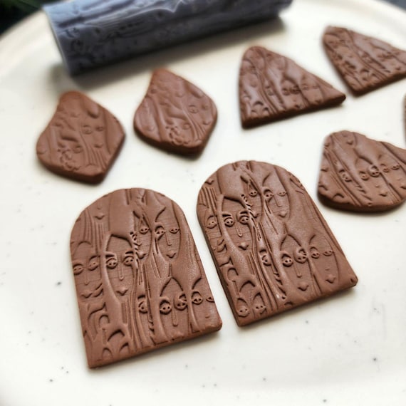 Polymer clay texture roller clay stamp 3D printed embossing "Women faces"