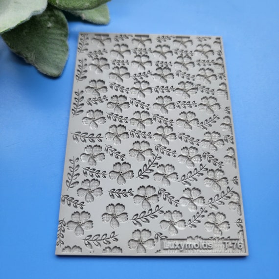 Polymer clay Texture tile Texture mat Clay stamp Polymer clay texture stencils "Flowers" T-76