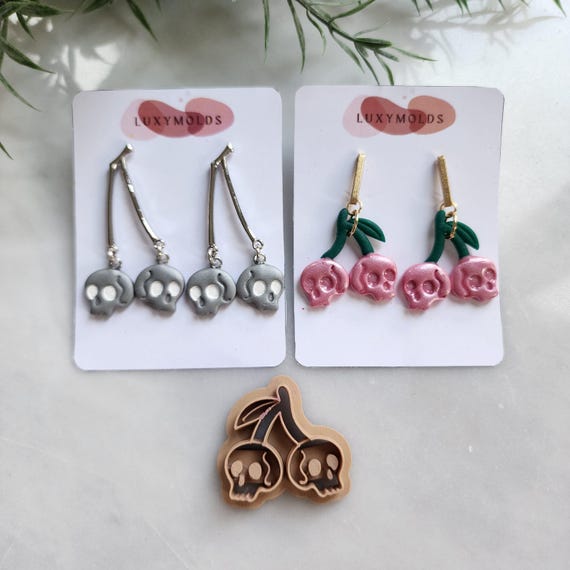Cherry skull Halloween Polymer Clay cutters Stud earring clay cutters Earrings molds Polymer clay tool Skull sharp cutter stamp Clay tool