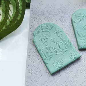 Fimo Textur Fliese Textur Matte Clay Stempel Fimo Textur Schablonen &quot;Blätter&quot; T-6