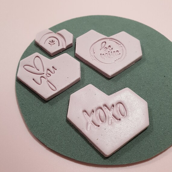4 pcs set Valentine's day Polymer clay stamp embossing