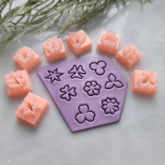 8 pcs mini cutters 10 mm "Flowers" Polymer clay micro cutter 3D print jewelry molds Earrings clay mold