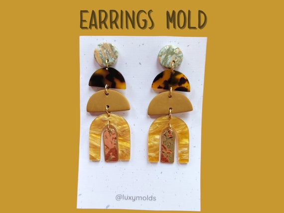 Silicone earrings mold / Silicone epoxy mold / Silicone UV resin molds / Geometry earrings silicone jewelry mold
