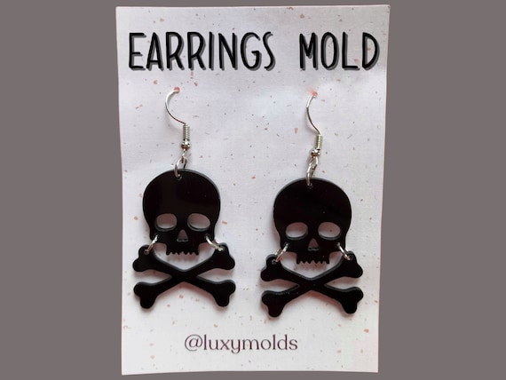 Silicone earrings mold / Silicone epoxy mold / Silicone UV resin molds / Halloween Skull and crossbones earrings silicone jewelry mold