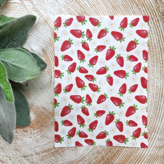 Clay transfer paper / Image transfer paper / Water soluble paper for polymer clay / Strawberry transfer sheet / Transfer paper for clay