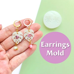 Silicone earrings mold "Monstera leaves" mould for resin and epoxy