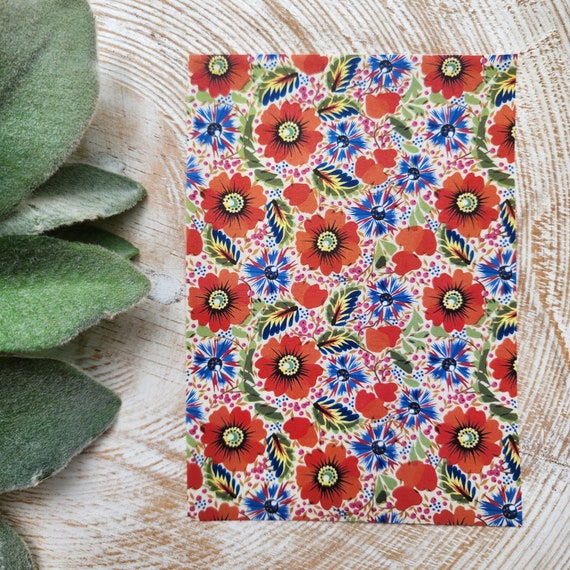 Clay transfer paper / Image transfer paper for clay / Water soluble paper for polymer clay / Poppy flowers pattern transfer sheets