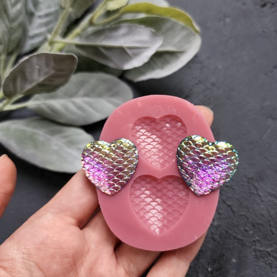 Silicone earrings mold / Silicone epoxy mold / Silicone stud earring moulds / Silicone UV resin molds / Heart jewelry mold/ Clay tool