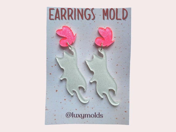 Silicone earrings mold / Silicone epoxy mold / Silicone earring moulds / Silicone UV resin molds / Cat earring silicone jewelry mold