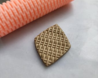 Polymer clay texture roller "Rattan" clay stamp 3D printed embossing