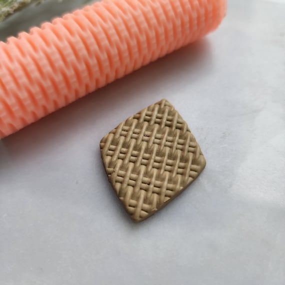 Polymer clay texture roller "Rattan" clay stamp 3D printed embossing
