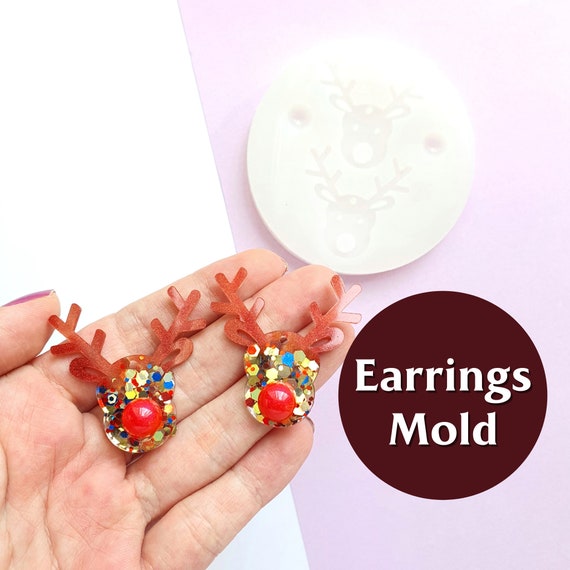 Resin Molds Christmas Earrings Reindeer Earrings Molds Silicone Epoxy Resin  Mold