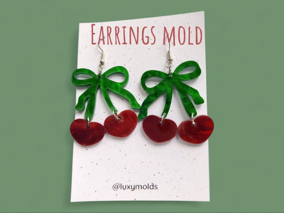 Silicone earrings mold / Silicone epoxy mold / Silicone earring moulds / Silicone UV resin molds / Cherry earring silicone jewelry mold