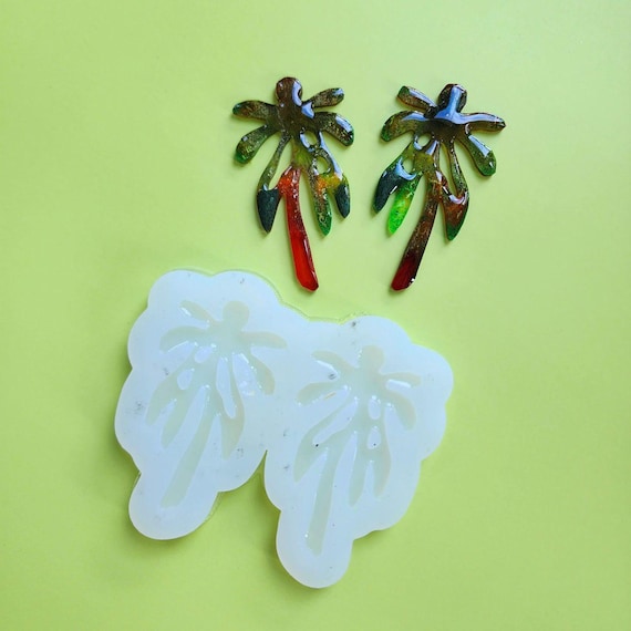Silicone earrings mold Jewelry resin mold "Tropic Palm" Botanic design epoxy mold