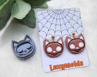 怖い猫のポリマークレイカッター、ハロウィンイヤリング型