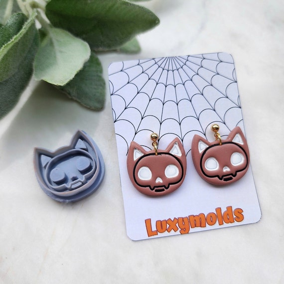 Halloween Polymer Clay cutters Stud earring clay cutters Earrings molds Polymer clay tool Scary cat sharp cutter stamp