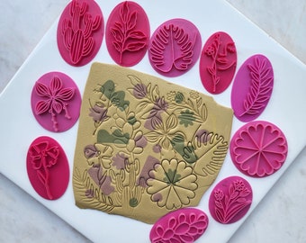 10 Stk. Blume Polymer Clay Textur Stempel Florale Prägung Stempel