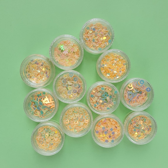 12 Pcs Set Yellow Sequins Chunky Glitter for Resin Epoxy Crafts and Nail  Art 