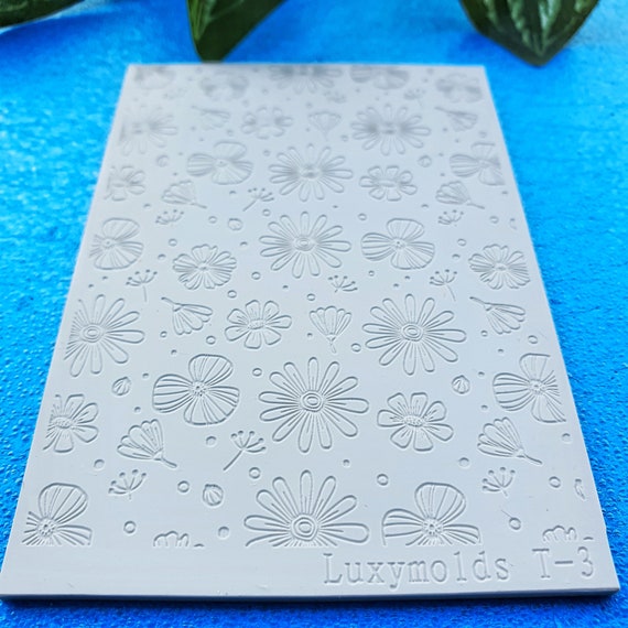 Polymer clay Texture tile Texture mat Clay stamp Polymer clay texture stencils "Flowers" T-3