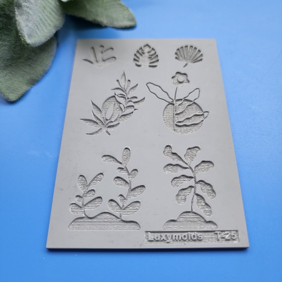 Polymer clay Texture tile Texture mat Clay stamp Polymer clay texture stencils "Plants" T-25