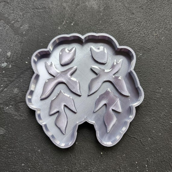 Glossy Earring Mold Blanks – Master Molds for Making Your Own Silicone Molds "Floral Leaf Botanic design"