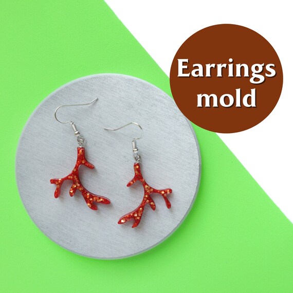 Silicone earrings mold "Reindeer" for resin and epoxy Christmas silicon mould