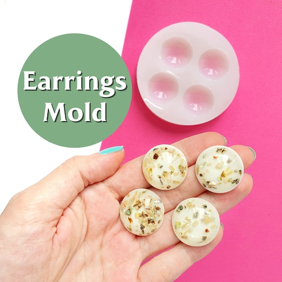Silicone earrings mold for resin and epoxy for 4 cabochons
