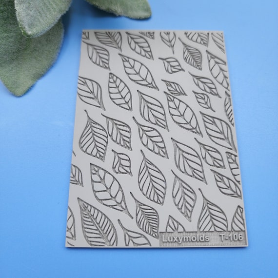 Polymer clay Texture tile Texture mat Clay stamp Polymer clay texture stencils "Leaves" T-106